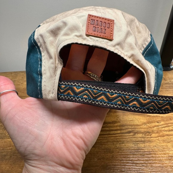 Marco Diaz Italy Rock2 Studio 5 Panel Colorblock Camper Hat Tan Pink Teal Blue - Picture 3 of 8